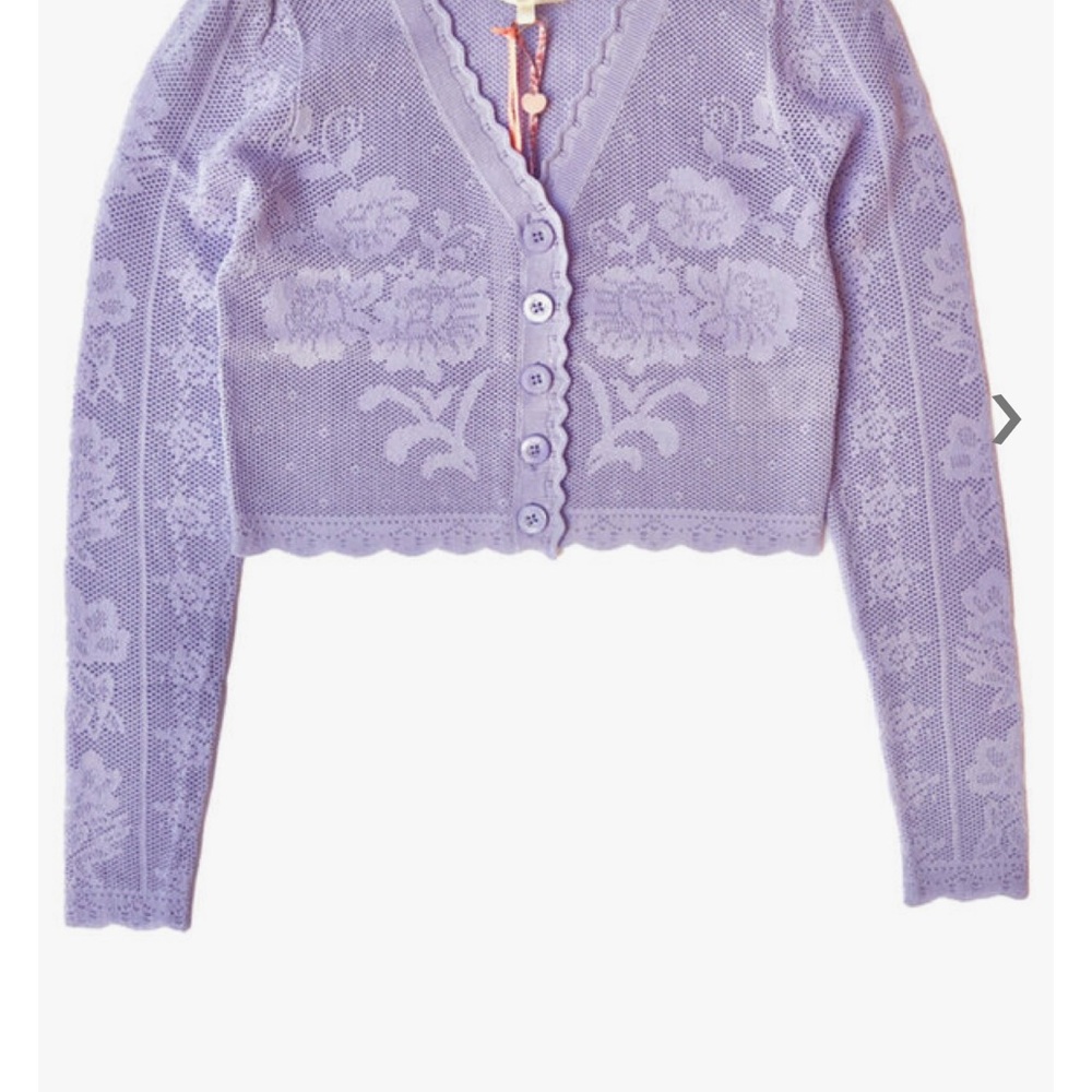 Lavender Floral Knit Cardigan